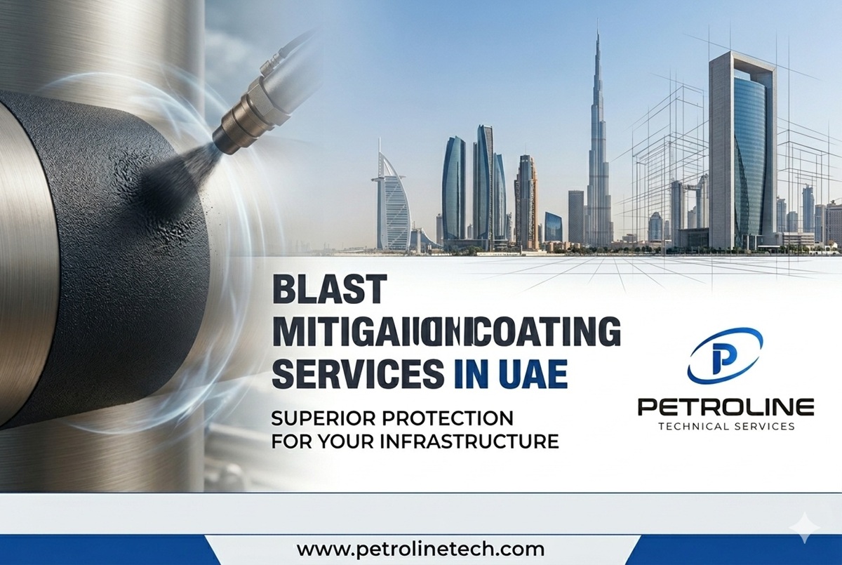 Blast mitigation coating and sandblasting services in Dubai by Petroline Technical Services UAE